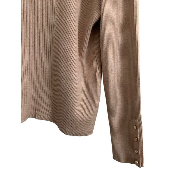 Worthington Women’s XL Pink Peach Sweater Ribbed Knit Long Sleeve Button Cuffs - Picture 9 of 11